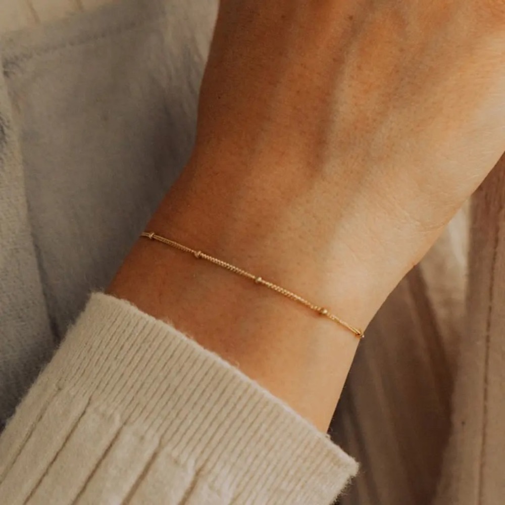 ⚜️𝟯𝟬%𝗢𝗙𝗙 𝗯𝘂𝗻𝗱𝗹𝗲𝘀 𝟯+⚜️ NEW Thin Beaded Chain Stainless Steel Bracelet - Picture 7 of 15